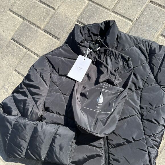 Ted Baker Coat Renika Short Quilted Jacket Packable Puffer Black NWT $195 Size 2 - Picture 9 of 13